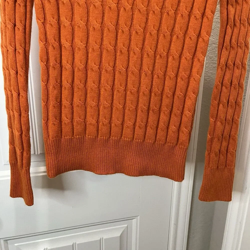 Gap Fisherman Sweater Womens Size S Orange Cable Knit Crew Pullover Vintage